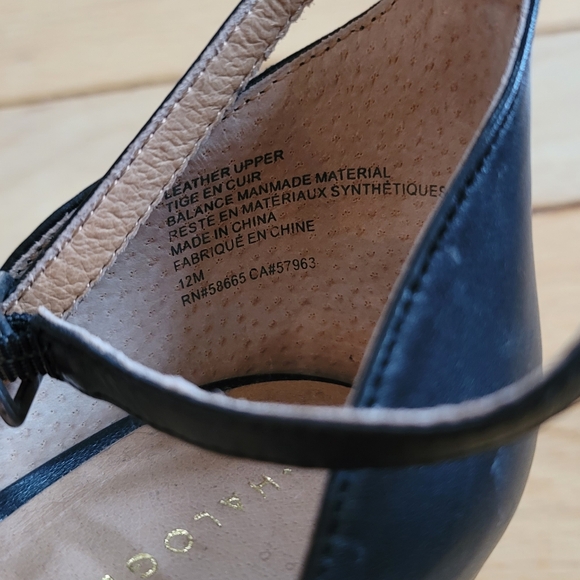 Halogen Women's Black Leather Heeled Dress Sandals with Ankle Strap 12 M - Picture 5 of 5